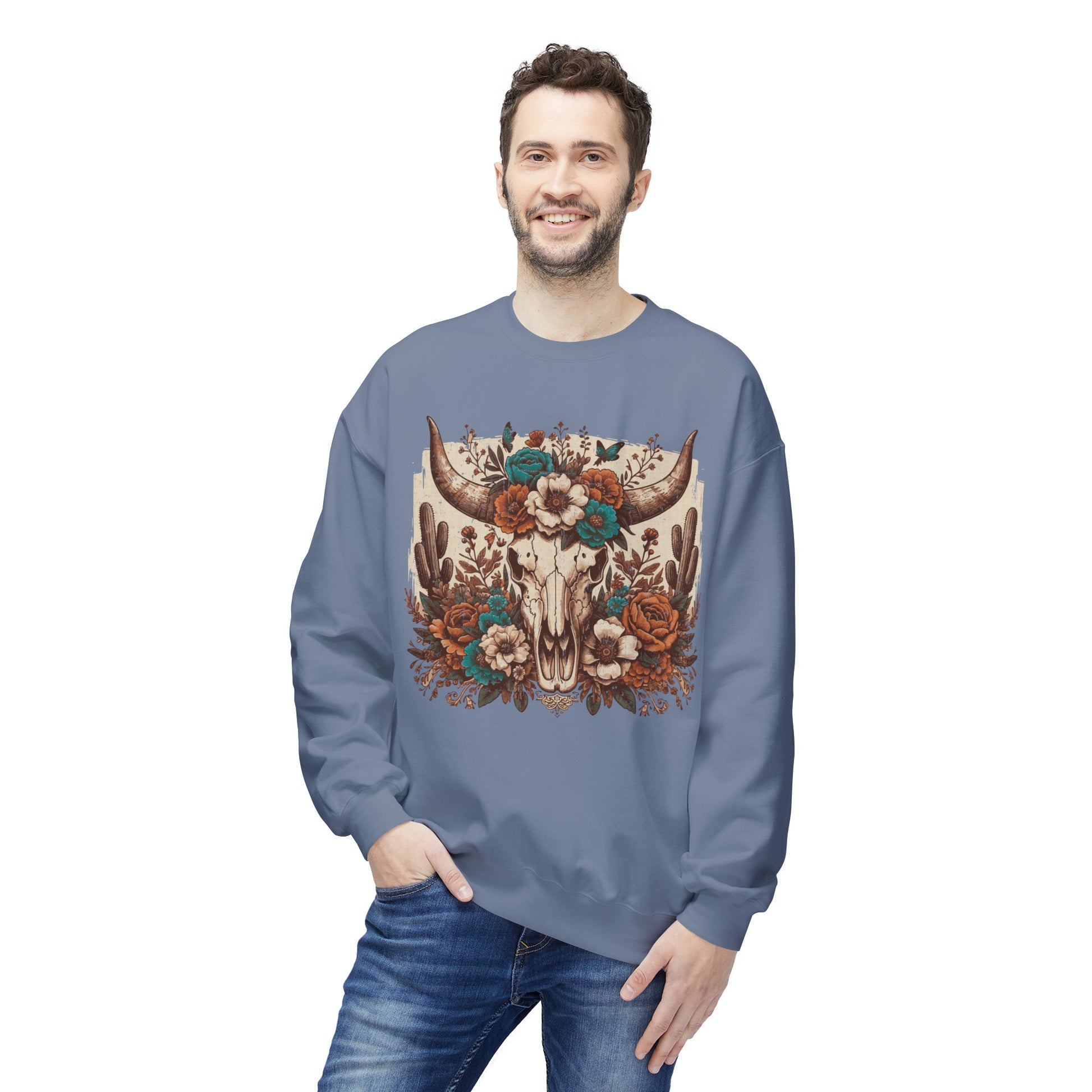 Western Desert Cow Skull Sweatshirt - Chill Core Clothing