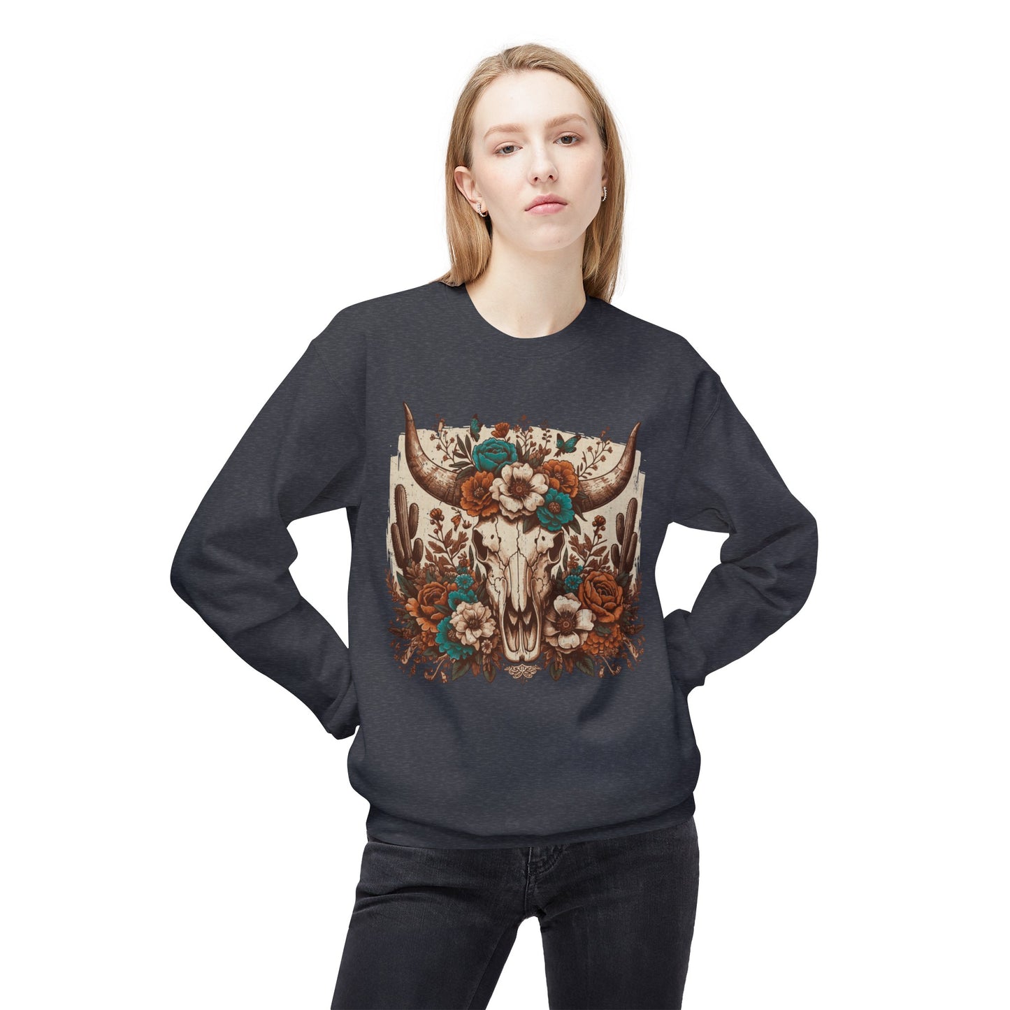 Western Desert Cow Skull Sweatshirt - Chill Core Clothing