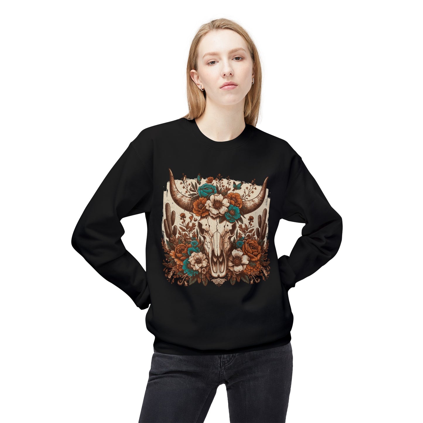 Western Desert Cow Skull Sweatshirt - Chill Core Clothing