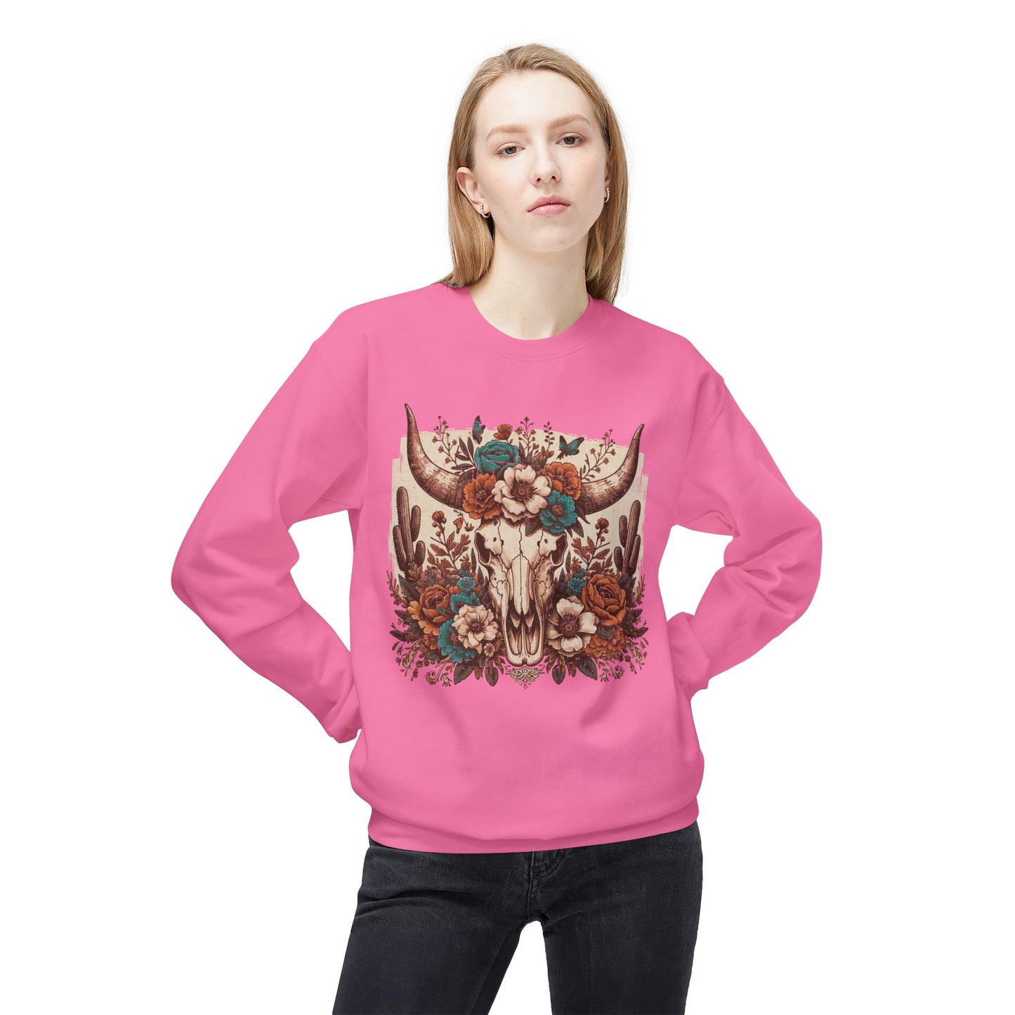 Western Desert Cow Skull Sweatshirt - Chill Core Clothing