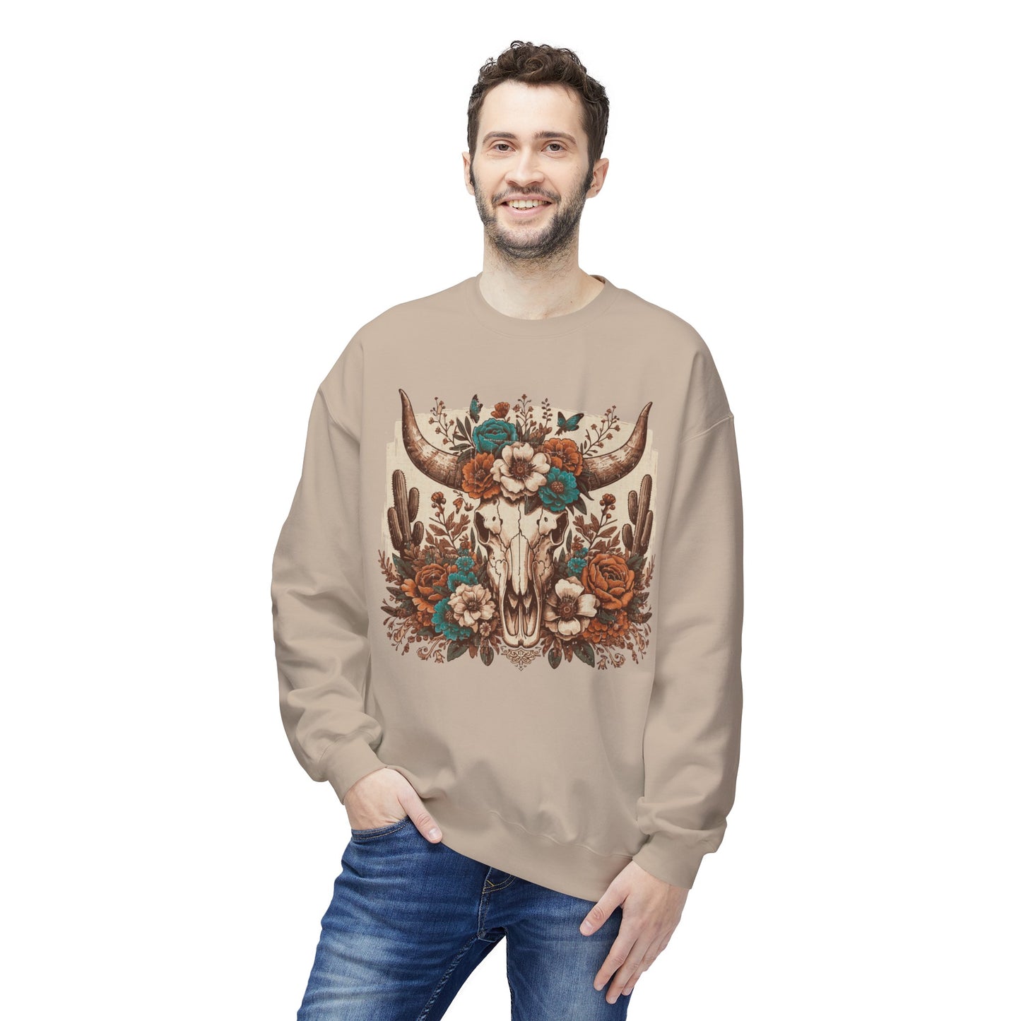 Western Desert Cow Skull Sweatshirt - Chill Core Clothing