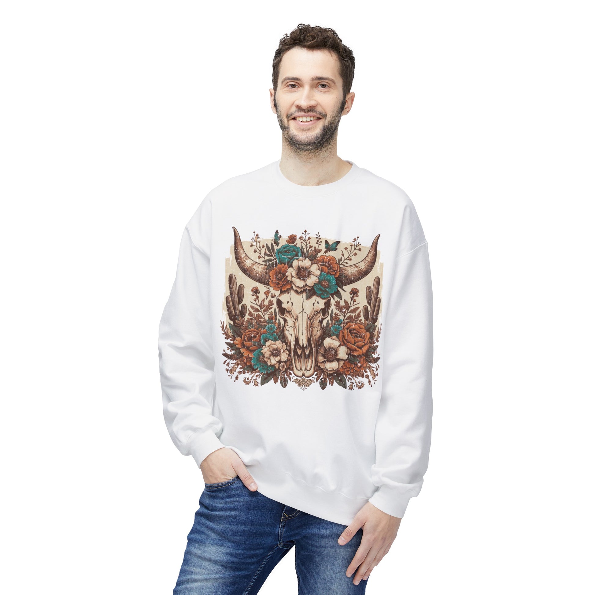 Western Desert Cow Skull Sweatshirt - Chill Core Clothing